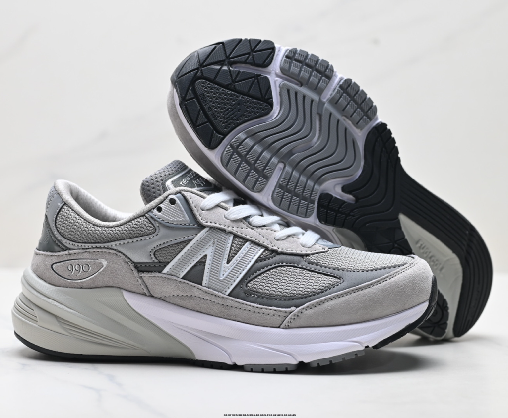 New Balance NB 990 series sneakers, retro mesh, woven pigskin, low-top casual running shoes.